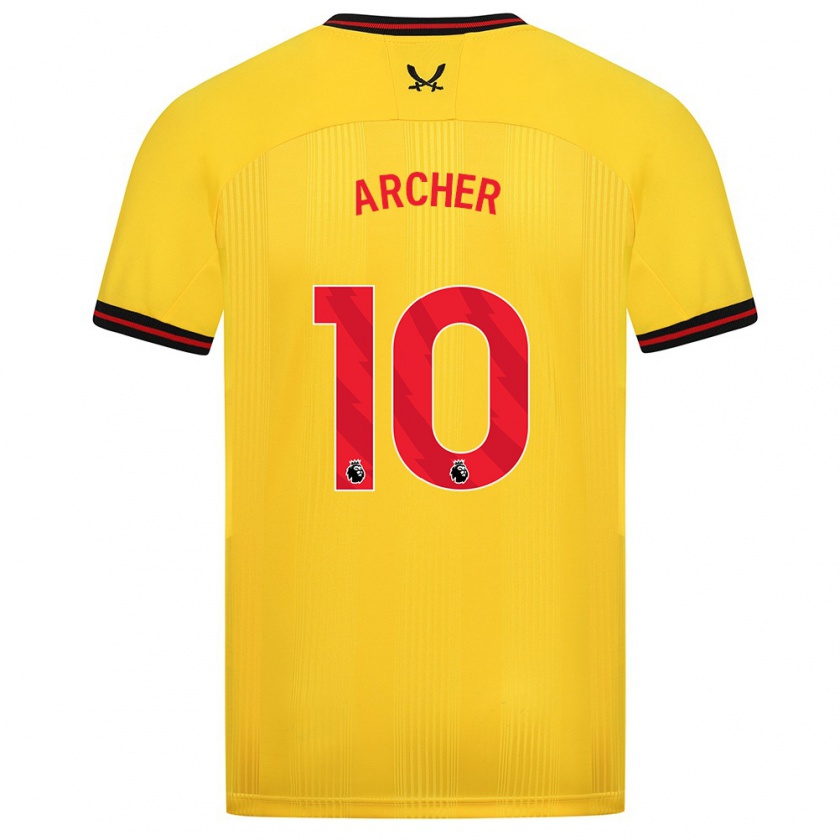 Kandiny Niño Camiseta Cameron Archer #10 Amarillo 2ª Equipación 2023/24 La Camisa Chile