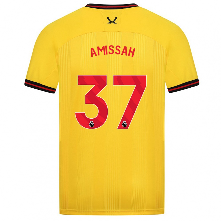 Kandiny Niño Camiseta Jordan Amissah #37 Amarillo 2ª Equipación 2023/24 La Camisa Chile