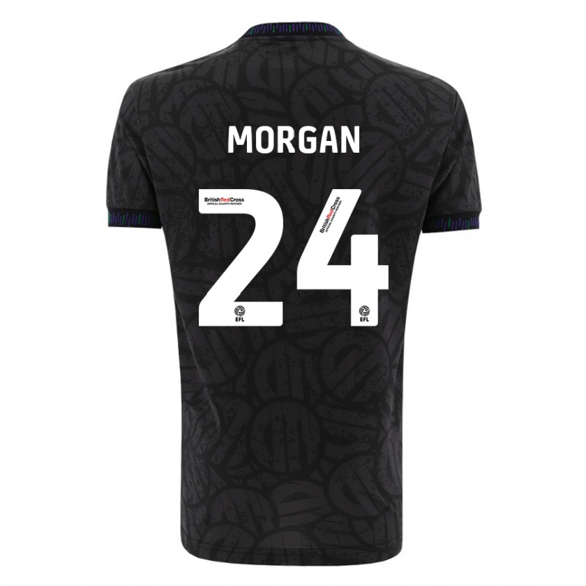 Kandiny Niño Camiseta Ffion Morgan #24 Negro 2ª Equipación 2023/24 La Camisa Chile