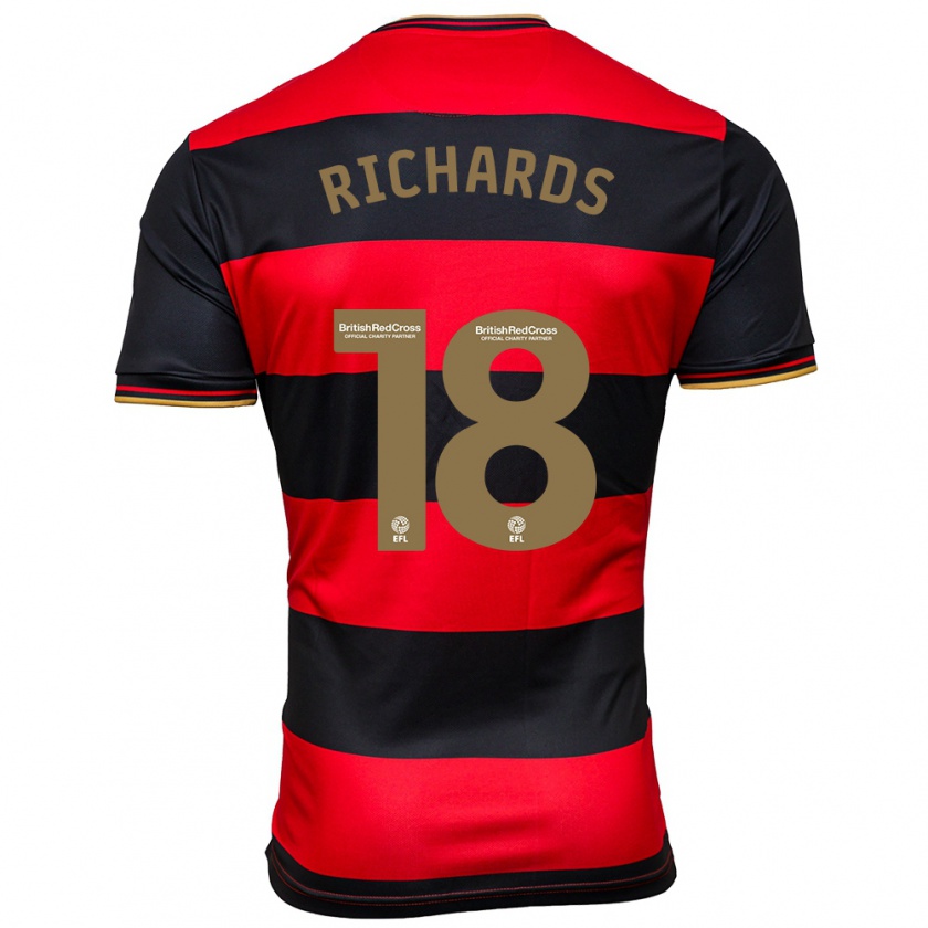 Kandiny Niño Camiseta Taylor Richards #18 Negro Rojo 2ª Equipación 2023/24 La Camisa Chile