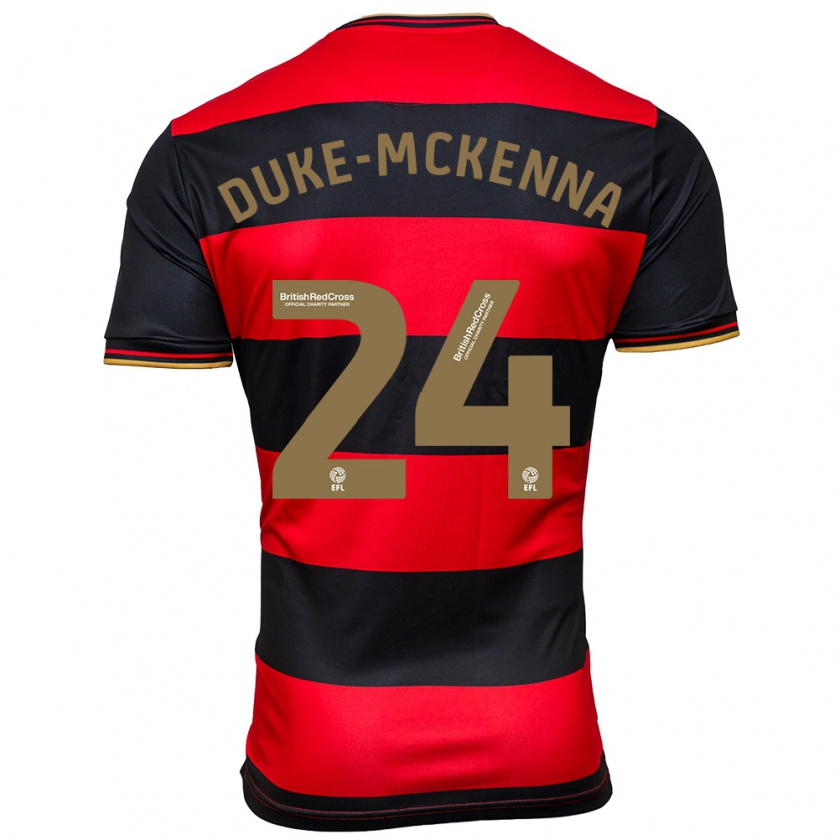 Kandiny Niño Camiseta Stephen Duke-Mckenna #24 Negro Rojo 2ª Equipación 2023/24 La Camisa Chile