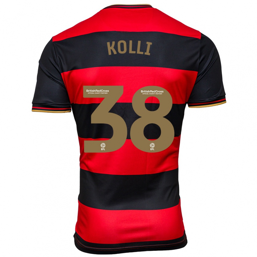 Kandiny Niño Camiseta Rayan Kolli #38 Negro Rojo 2ª Equipación 2023/24 La Camisa Chile