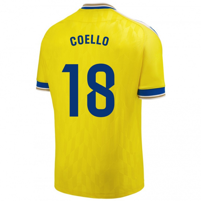 Kandiny Hombre Camiseta María Del Carmen Coello Vidal #18 Amarillo 1ª Equipación 2023/24 La Camisa Chile