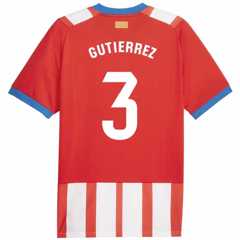 Kandiny Hombre Camiseta Miguel Gutiérrez #3 Rojo Blanco 1ª Equipación 2023/24 La Camisa Chile