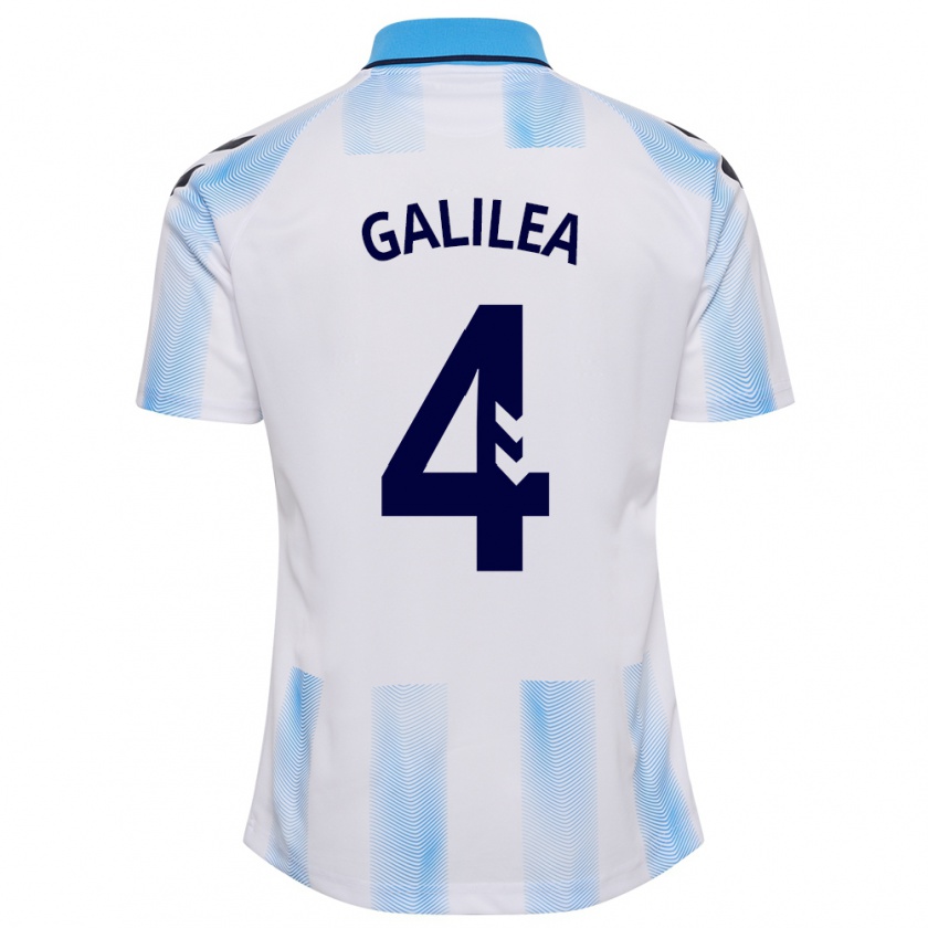 Kandiny Hombre Camiseta Einar Galilea #4 Blanco Azul 1ª Equipación 2023/24 La Camisa Chile