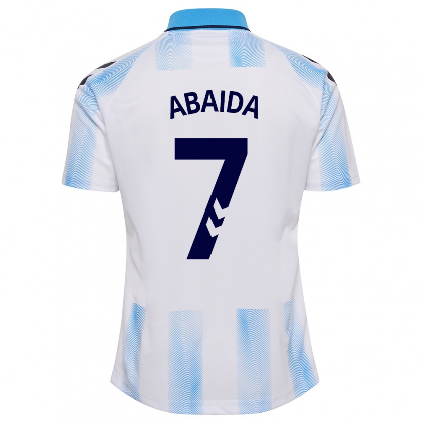 Kandiny Hombre Camiseta Haitam Abaida #7 Blanco Azul 1ª Equipación 2023/24 La Camisa Chile