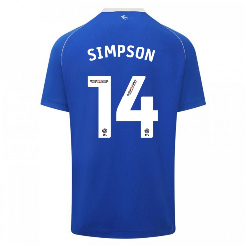 Kandiny Hombre Camiseta Jasmine Simpson #14 Azul 1ª Equipación 2023/24 La Camisa Chile