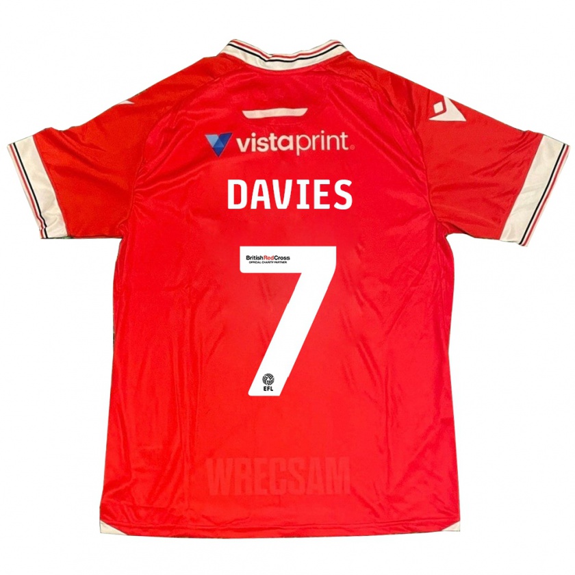 Kandiny Hombre Camiseta Jordan Davies #7 Rojo 1ª Equipación 2023/24 La Camisa Chile