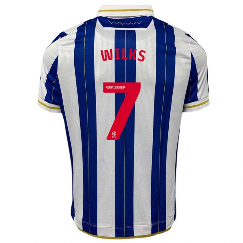 Kandiny Hombre Camiseta Mallik Wilks #7 Azul Blanco 1ª Equipación 2023/24 La Camisa Chile