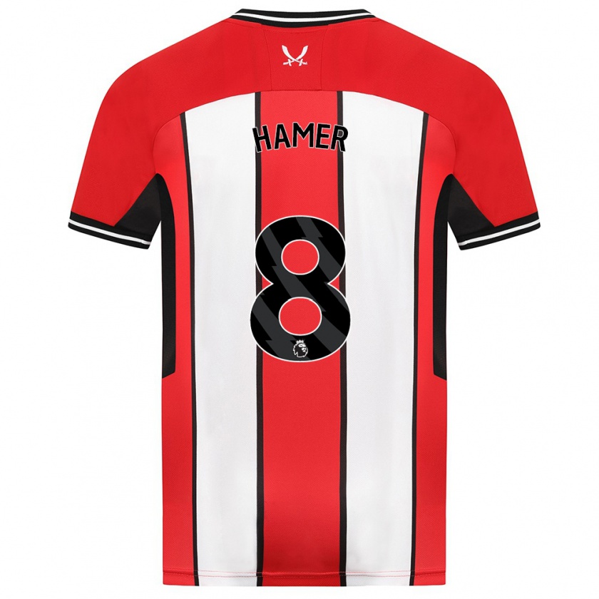 Kandiny Hombre Camiseta Gustavo Hamer #8 Rojo 1ª Equipación 2023/24 La Camisa Chile