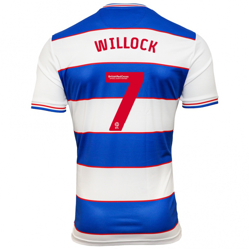 Kandiny Hombre Camiseta Chris Willock #7 Blanco Azul 1ª Equipación 2023/24 La Camisa Chile