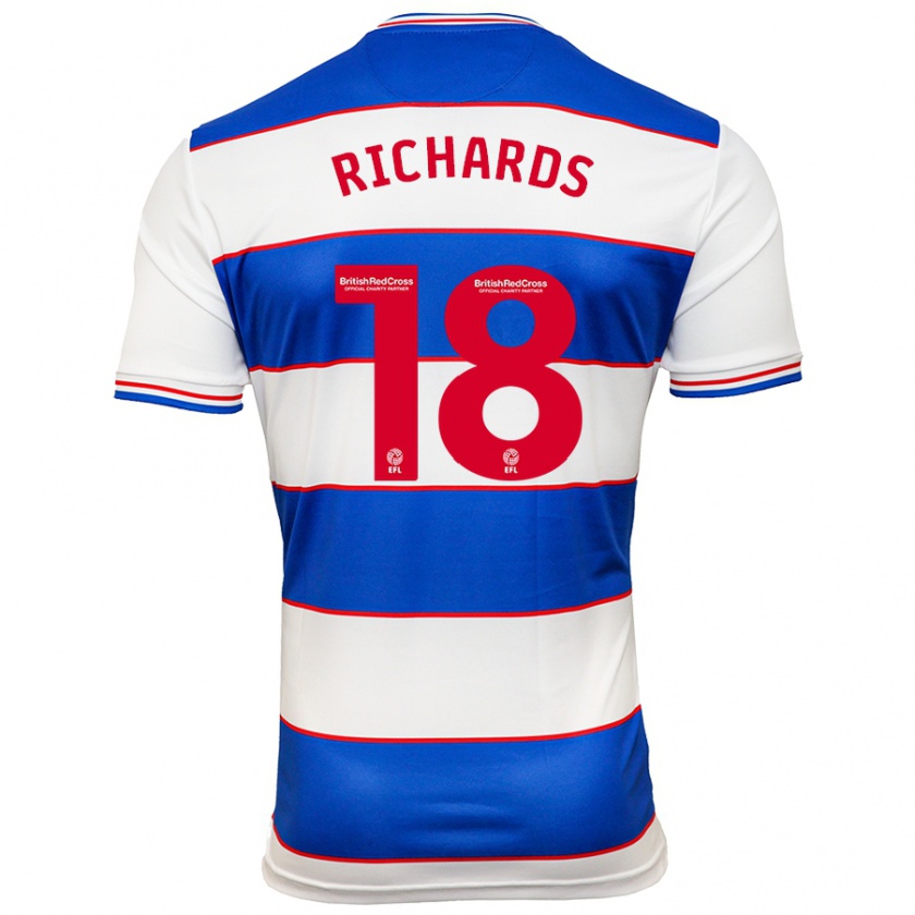 Kandiny Hombre Camiseta Taylor Richards #18 Blanco Azul 1ª Equipación 2023/24 La Camisa Chile