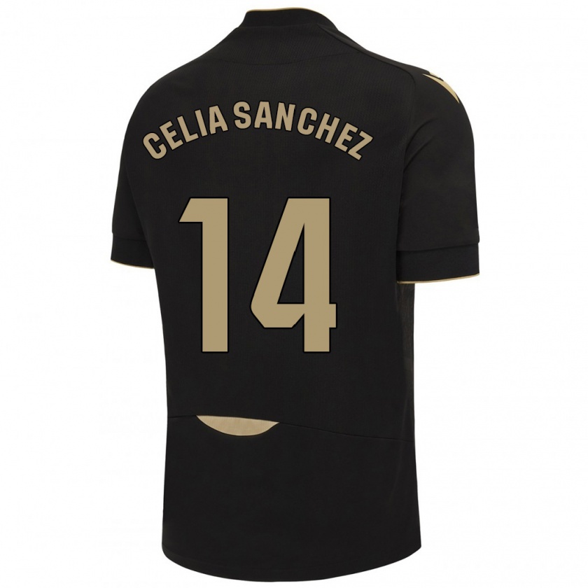 Kandiny Hombre Camiseta Celia Sánchez García #14 Negro 2ª Equipación 2023/24 La Camisa Chile