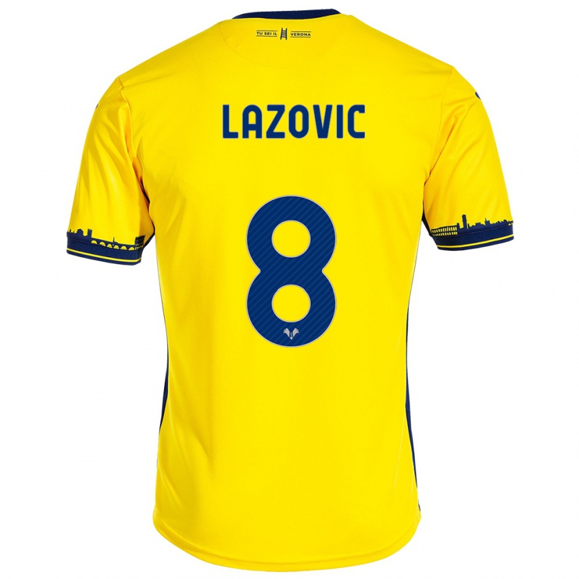 Kandiny Hombre Camiseta Darko Lazović #8 Amarillo 2ª Equipación 2023/24 La Camisa Chile