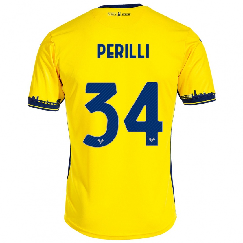 Kandiny Hombre Camiseta Simone Perilli #34 Amarillo 2ª Equipación 2023/24 La Camisa Chile