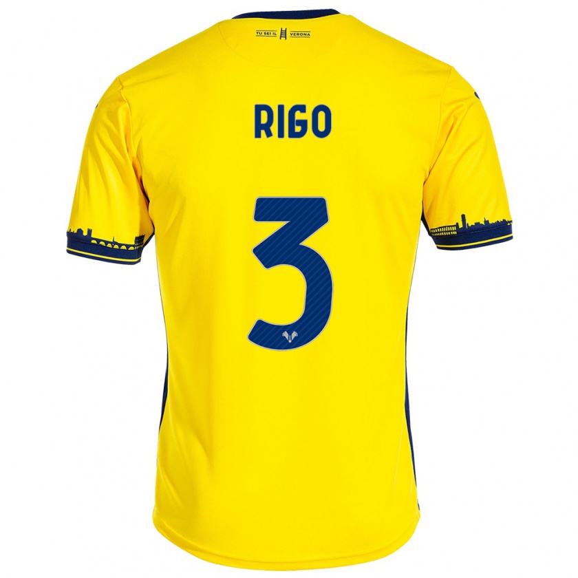 Kandiny Hombre Camiseta Mattia Rigo #3 Amarillo 2ª Equipación 2023/24 La Camisa Chile