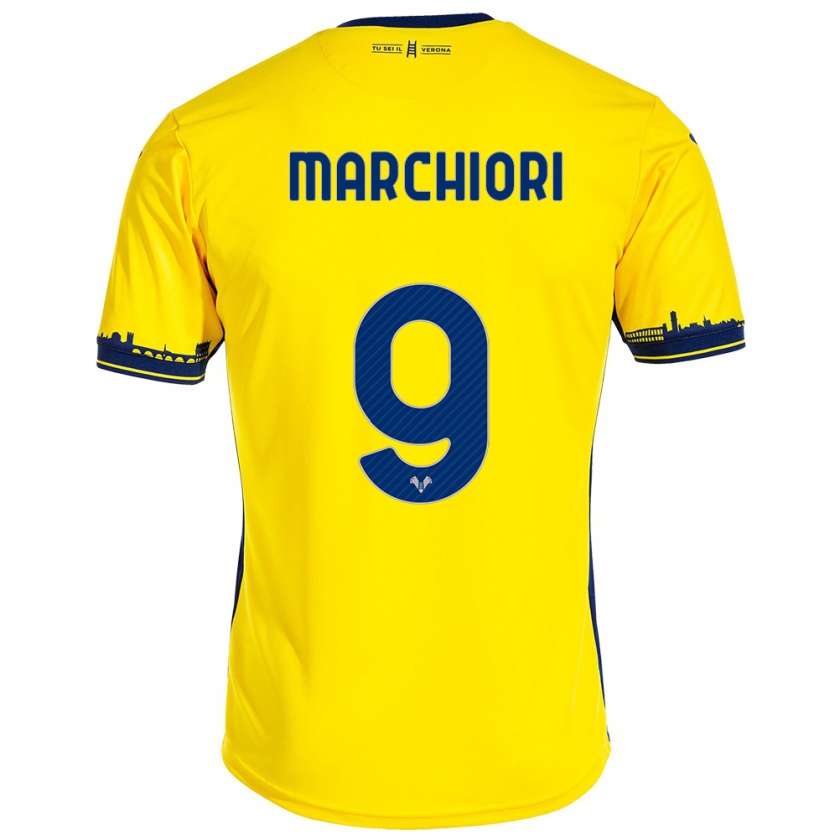 Kandiny Hombre Camiseta Giorgia Marchiori #9 Amarillo 2ª Equipación 2023/24 La Camisa Chile