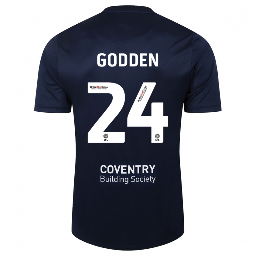 Kandiny Hombre Camiseta Matt Godden #24 Rojo Azul Marino 2ª Equipación 2023/24 La Camisa Chile