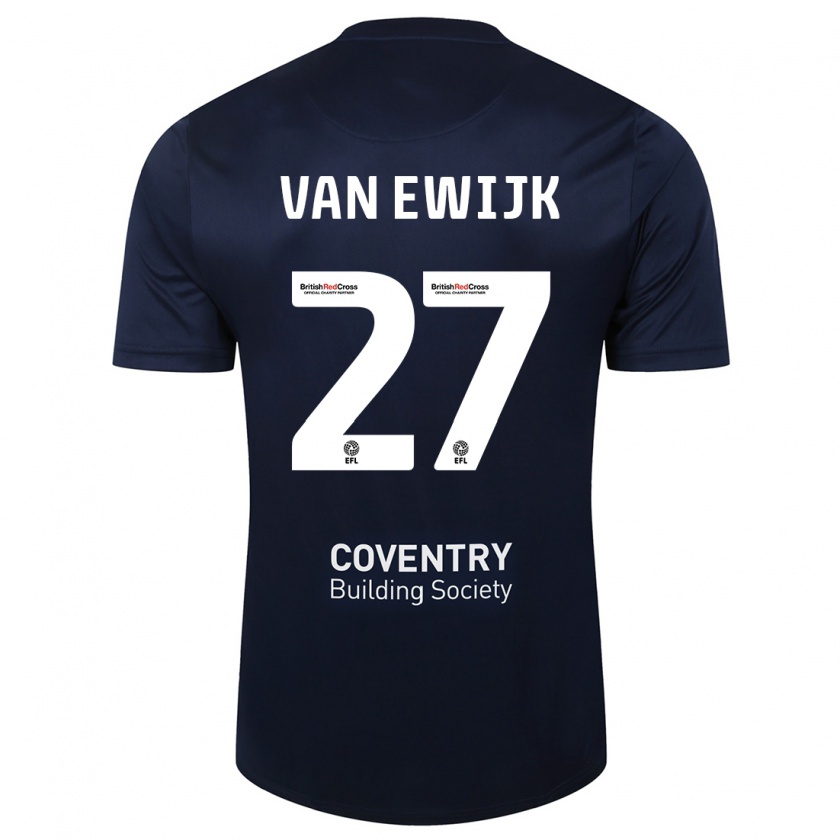 Kandiny Hombre Camiseta Milan Van Ewijk #27 Rojo Azul Marino 2ª Equipación 2023/24 La Camisa Chile