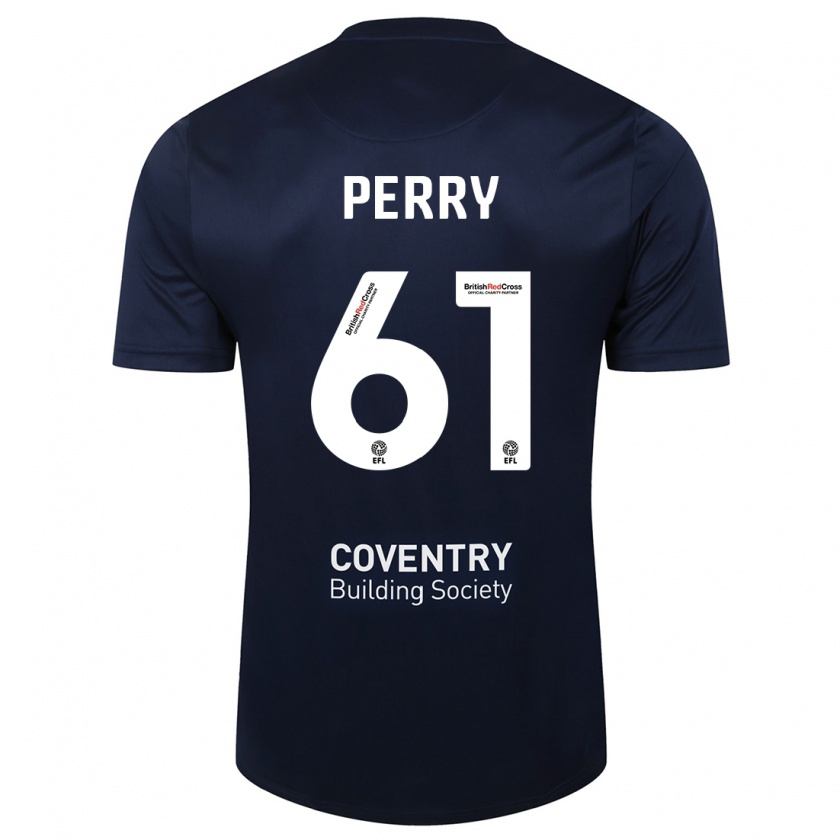 Kandiny Hombre Camiseta Callum Perry #61 Rojo Azul Marino 2ª Equipación 2023/24 La Camisa Chile