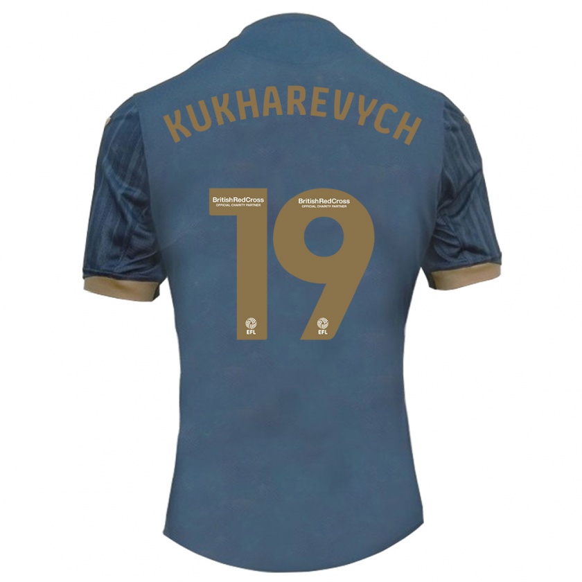 Kandiny Hombre Camiseta Mykola Kukharevych #19 Verde Azulado Oscuro 2ª Equipación 2023/24 La Camisa Chile