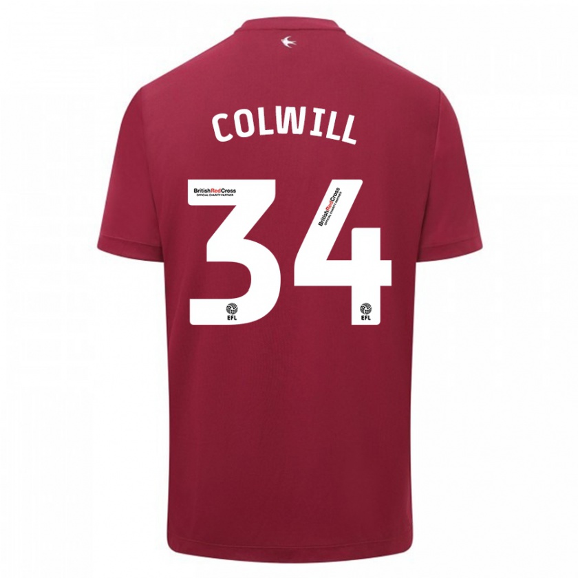 Kandiny Hombre Camiseta Joel Colwill #34 Rojo 2ª Equipación 2023/24 La Camisa Chile