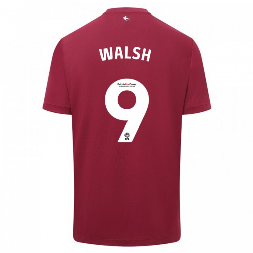 Kandiny Hombre Camiseta Catherine Walsh #9 Rojo 2ª Equipación 2023/24 La Camisa Chile