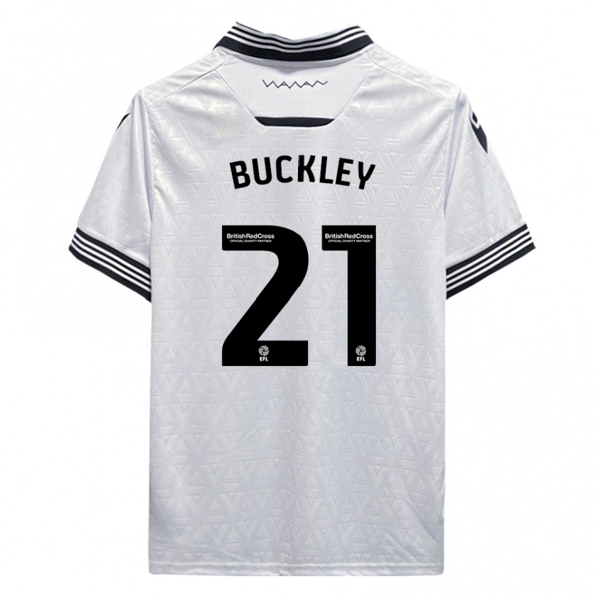 Kandiny Hombre Camiseta John Buckley #21 Blanco 2ª Equipación 2023/24 La Camisa Chile