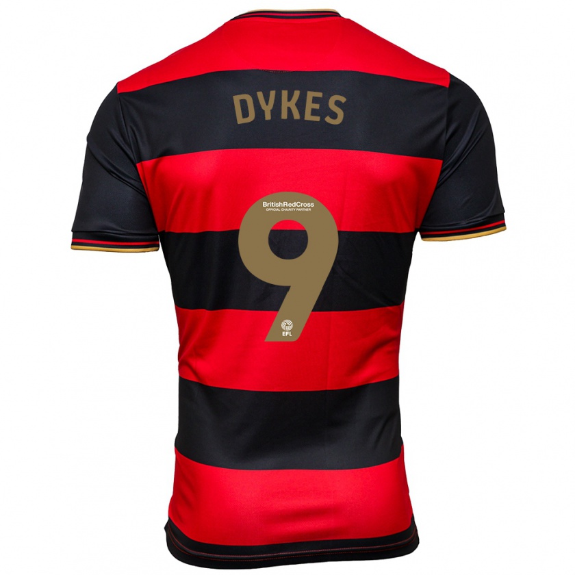 Kandiny Hombre Camiseta Lyndon Dykes #9 Negro Rojo 2ª Equipación 2023/24 La Camisa Chile