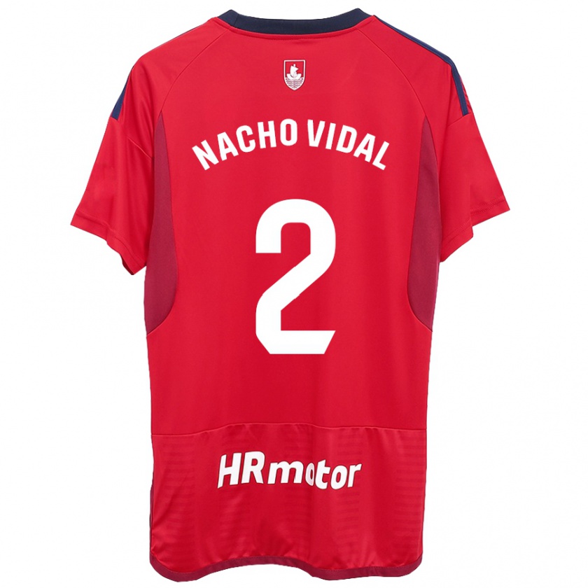 Kandiny Mujer Camiseta Nacho Vidal #2 Rojo 1ª Equipación 2023/24 La Camisa Chile