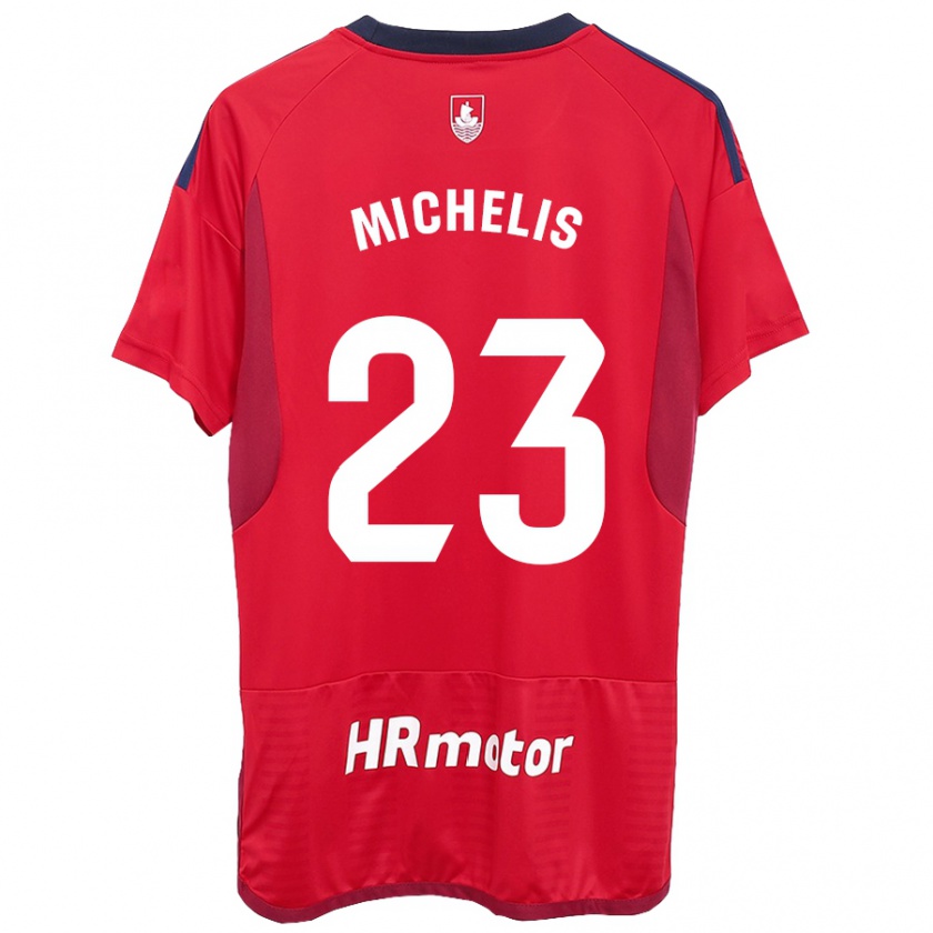 Kandiny Mujer Camiseta Nikolaos Michelis #23 Rojo 1ª Equipación 2023/24 La Camisa Chile