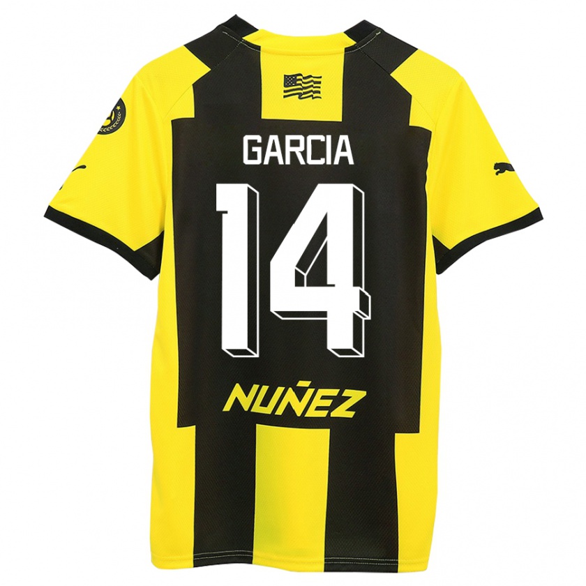 Kandiny Mujer Camiseta Damián García #14 Amarillo Negro 1ª Equipación 2023/24 La Camisa Chile