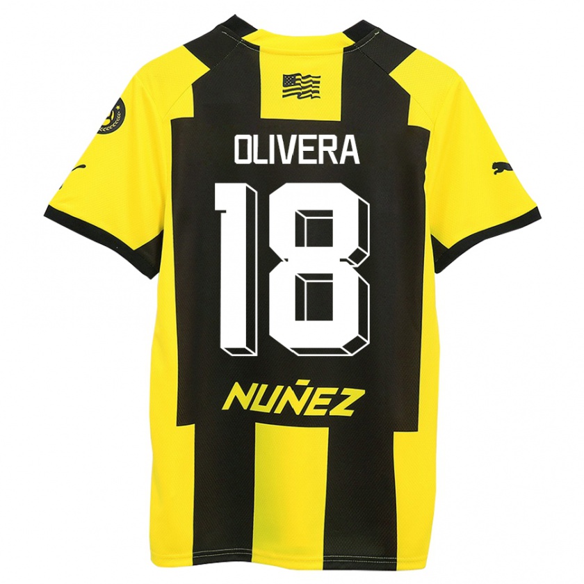 Kandiny Mujer Camiseta Maximiliano Olivera #18 Amarillo Negro 1ª Equipación 2023/24 La Camisa Chile