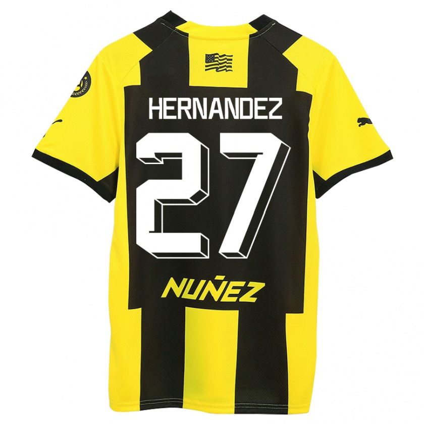 Kandiny Mujer Camiseta Lucas Hernández #27 Amarillo Negro 1ª Equipación 2023/24 La Camisa Chile