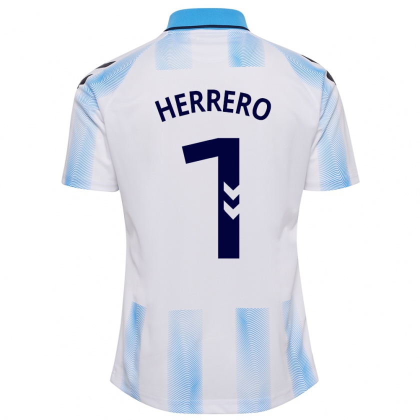 Kandiny Mujer Camiseta Alfonso Herrero #1 Blanco Azul 1ª Equipación 2023/24 La Camisa Chile