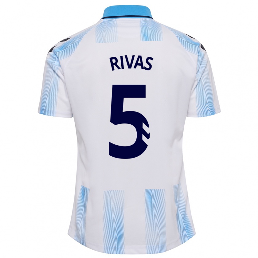 Kandiny Mujer Camiseta Juande Rivas #5 Blanco Azul 1ª Equipación 2023/24 La Camisa Chile