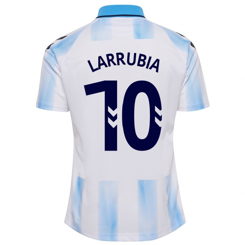 Kandiny Mujer Camiseta David Larrubia #10 Blanco Azul 1ª Equipación 2023/24 La Camisa Chile