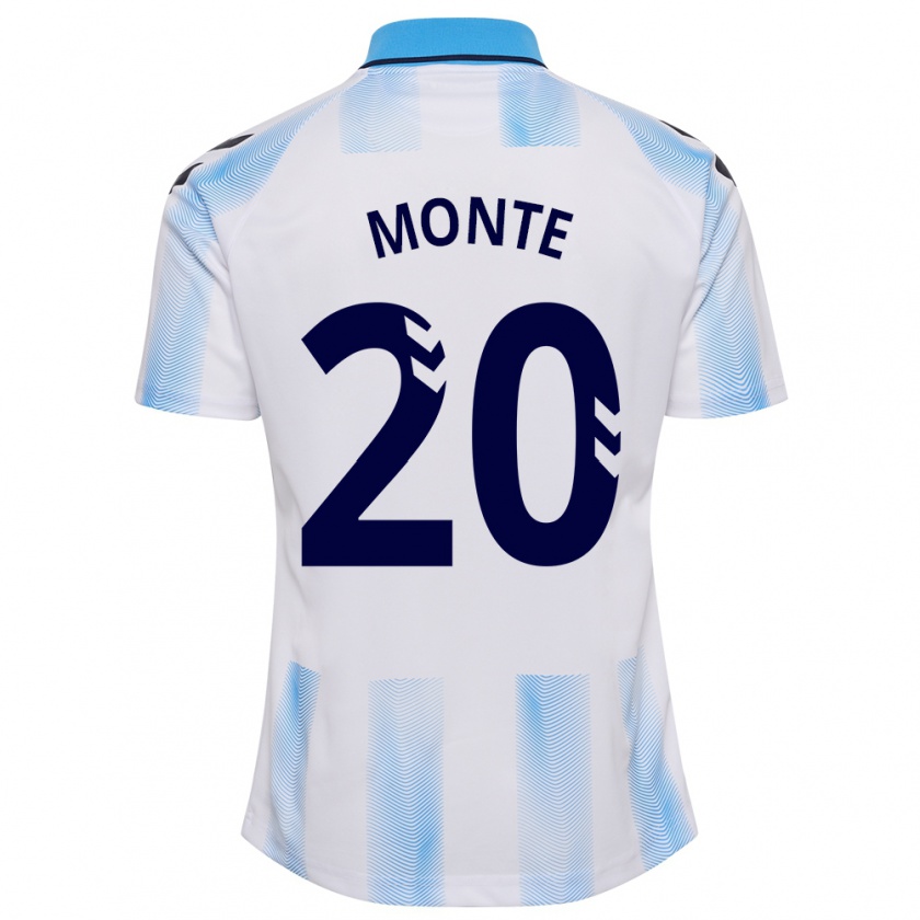 Kandiny Mujer Camiseta Nélson Monte #20 Blanco Azul 1ª Equipación 2023/24 La Camisa Chile