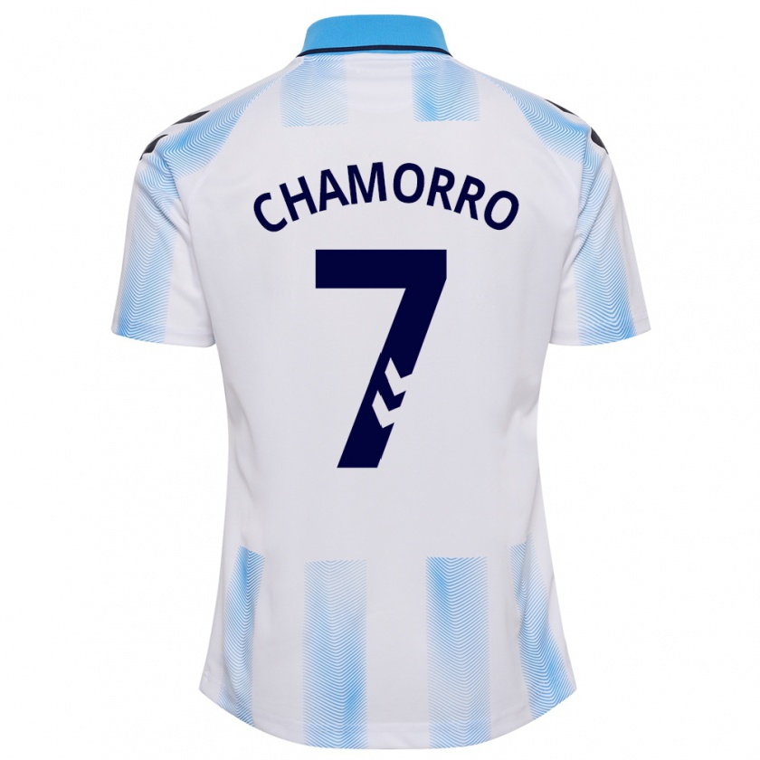 Kandiny Mujer Camiseta Alexis Chamorro #7 Blanco Azul 1ª Equipación 2023/24 La Camisa Chile