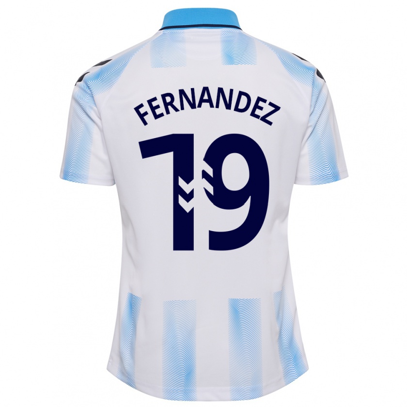 Kandiny Mujer Camiseta Raúl Fernández #19 Blanco Azul 1ª Equipación 2023/24 La Camisa Chile