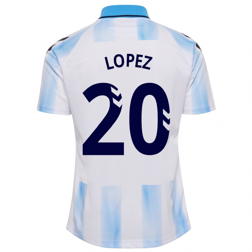 Kandiny Mujer Camiseta Adri López #20 Blanco Azul 1ª Equipación 2023/24 La Camisa Chile