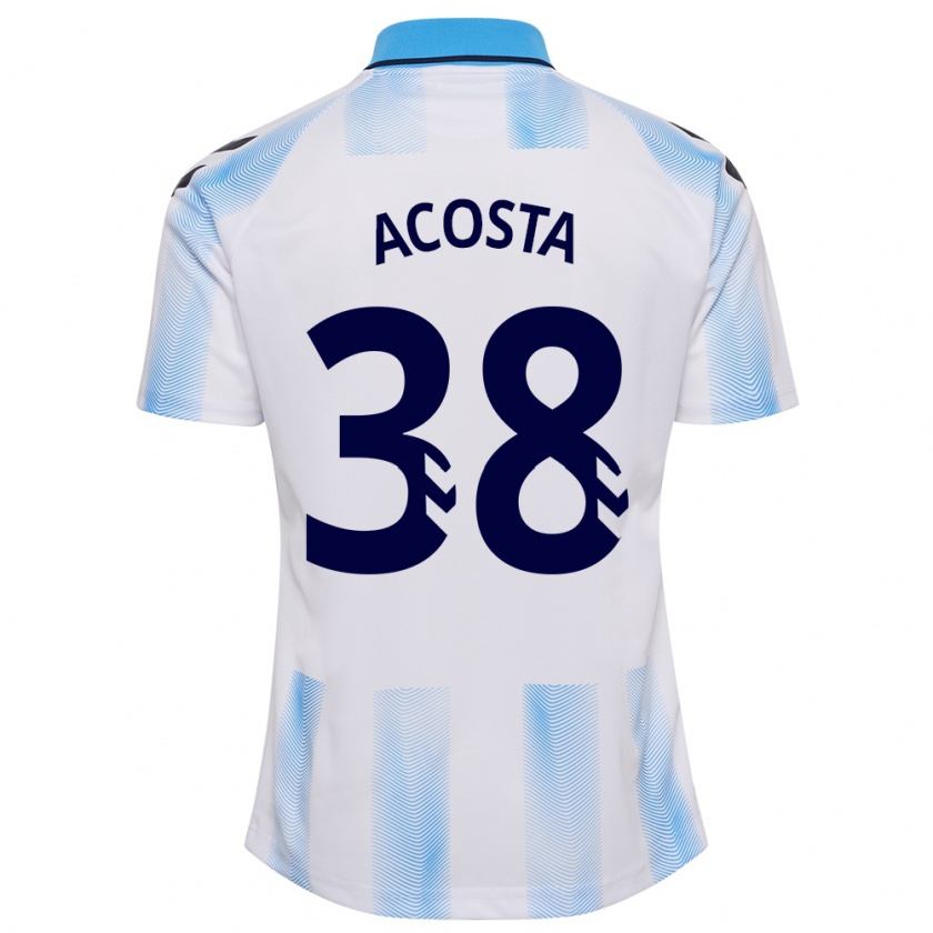 Kandiny Mujer Camiseta Judith Acosta #38 Blanco Azul 1ª Equipación 2023/24 La Camisa Chile