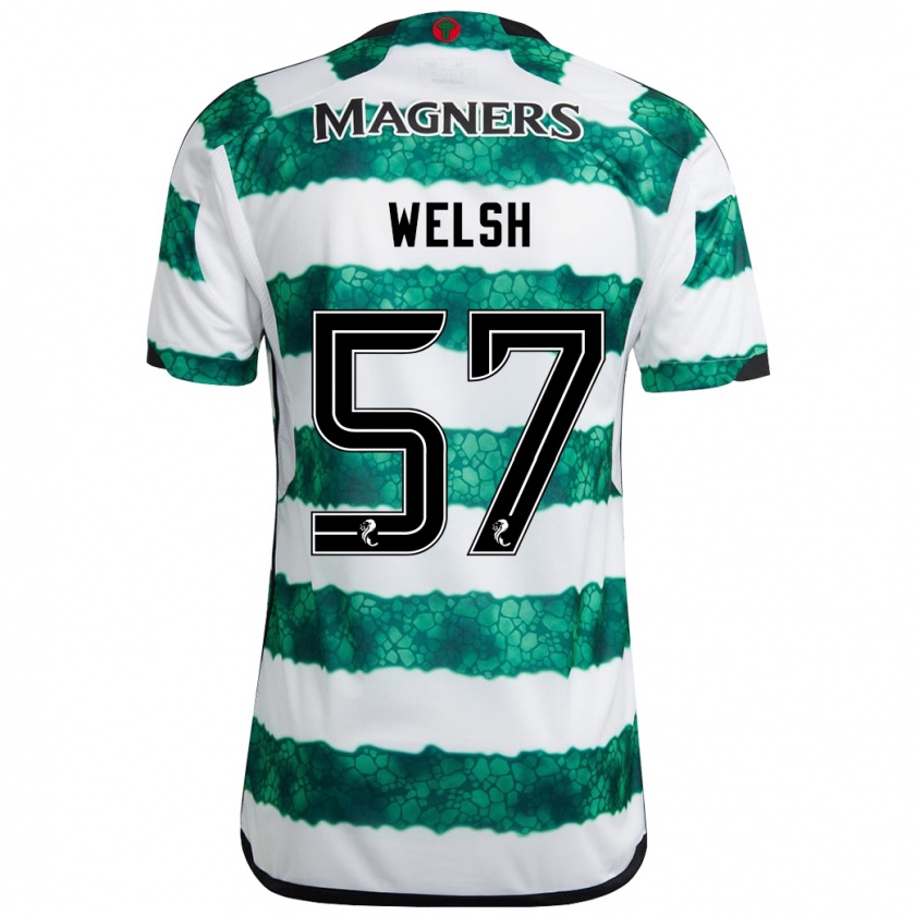 Kandiny Mujer Camiseta Stephen Welsh #57 Verde 1ª Equipación 2023/24 La Camisa Chile