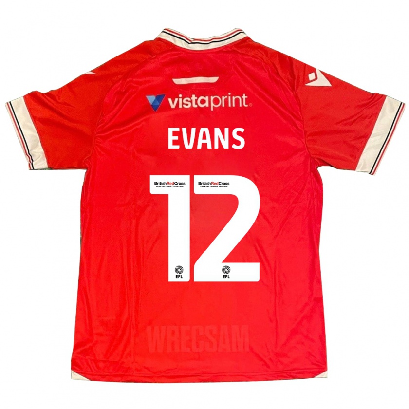 Kandiny Mujer Camiseta George Evans #12 Rojo 1ª Equipación 2023/24 La Camisa Chile