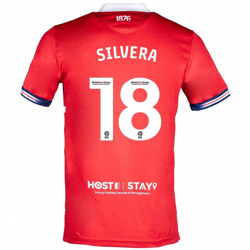 Kandiny Mujer Camiseta Sam Silvera #18 Rojo 1ª Equipación 2023/24 La Camisa Chile