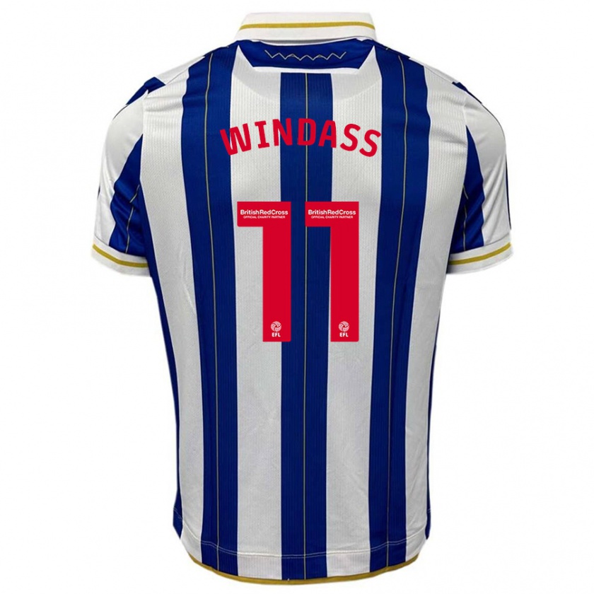 Kandiny Mujer Camiseta Josh Windass #11 Azul Blanco 1ª Equipación 2023/24 La Camisa Chile