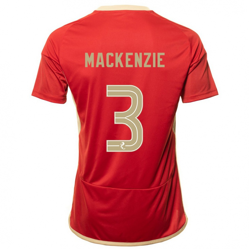 Kandiny Mujer Camiseta Jack Mackenzie #3 Rojo 1ª Equipación 2023/24 La Camisa Chile