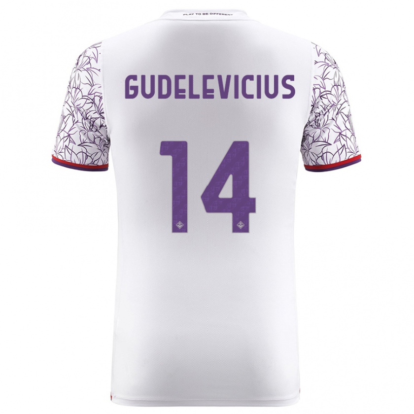 Kandiny Mujer Camiseta Ernestas Gudelevicius #14 Blanco 2ª Equipación 2023/24 La Camisa Chile