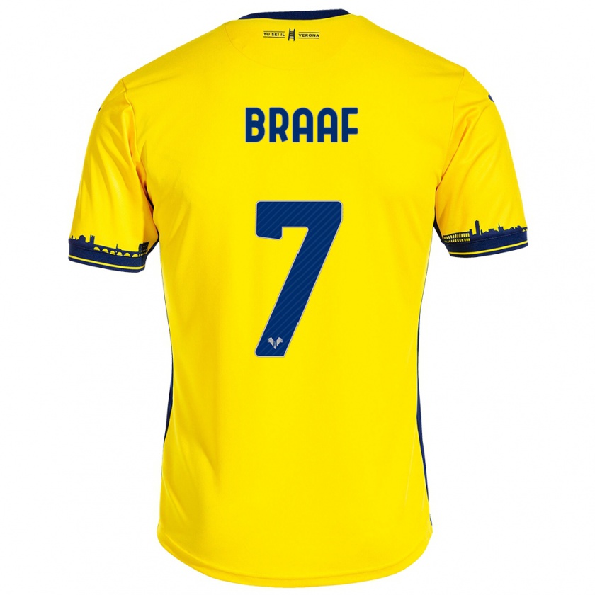 Kandiny Mujer Camiseta Jayden Braaf #7 Amarillo 2ª Equipación 2023/24 La Camisa Chile