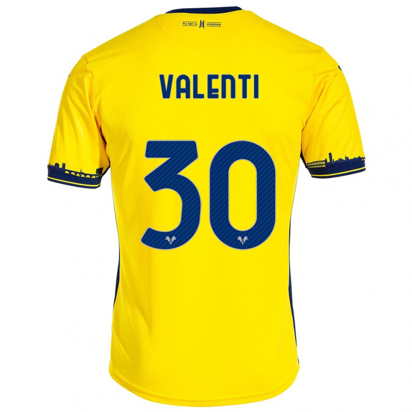 Kandiny Mujer Camiseta Francesco Valenti #30 Amarillo 2ª Equipación 2023/24 La Camisa Chile